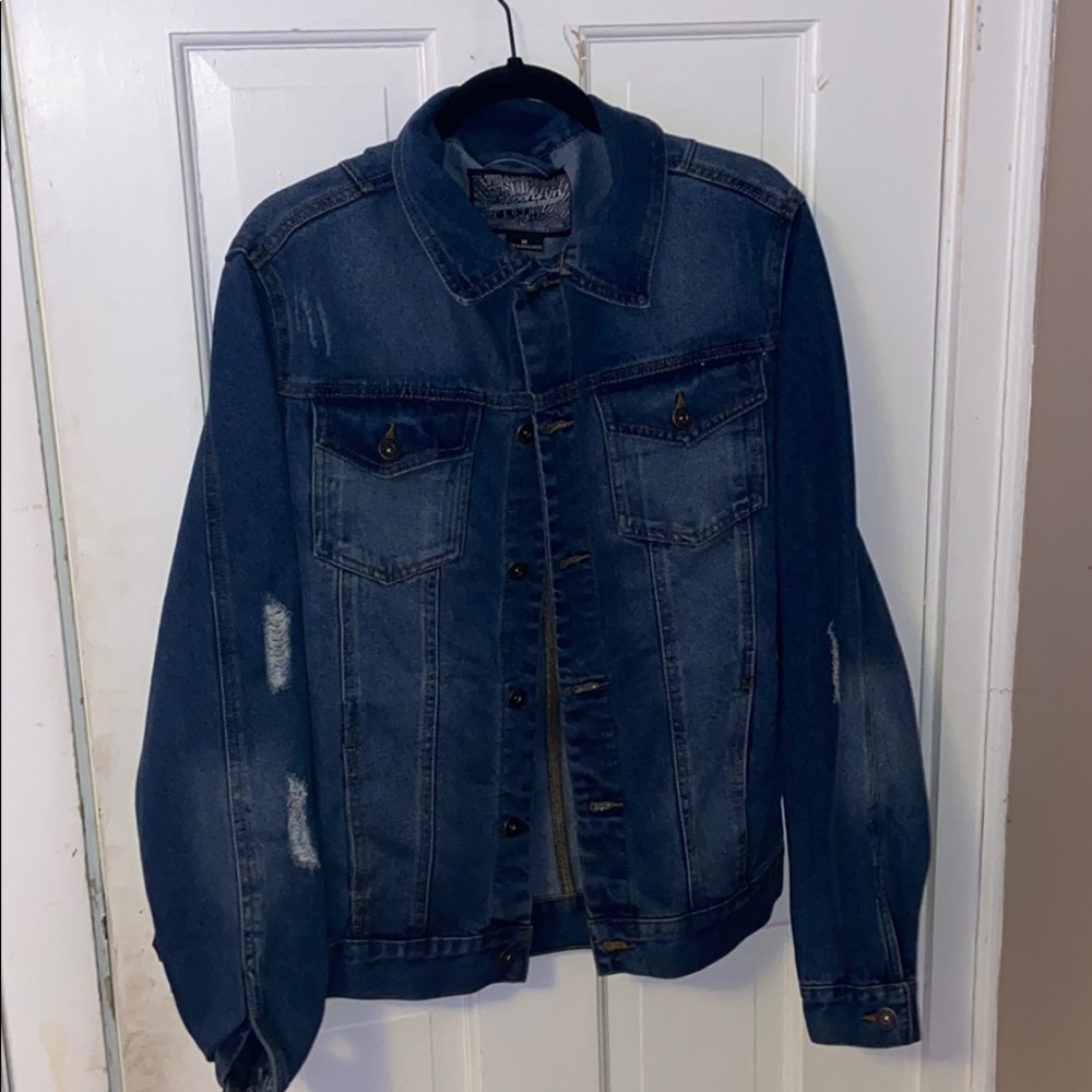 Men’s distressed denim jacket tj maxx